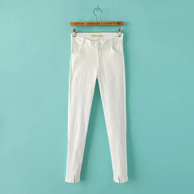 Sexy Leggings for Women Fashion Korean style Autumn Elegant Stretch White Pocket Zipper Trousers Brand Female