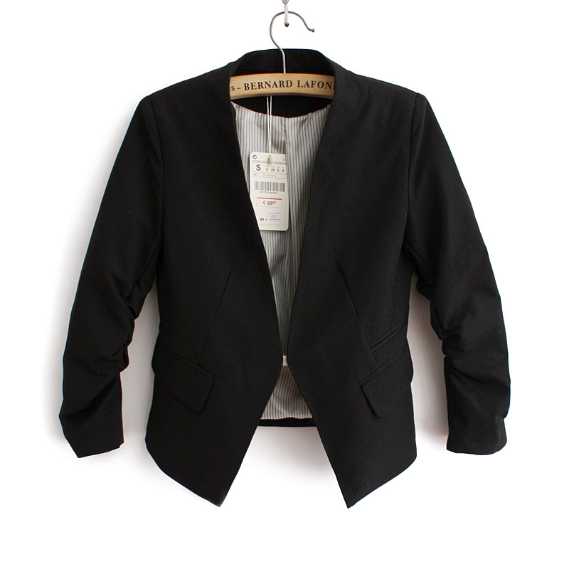 Spring Fashion Blazers for women Fold long sleeve suit basic cropped short jackets Brand womenswear female