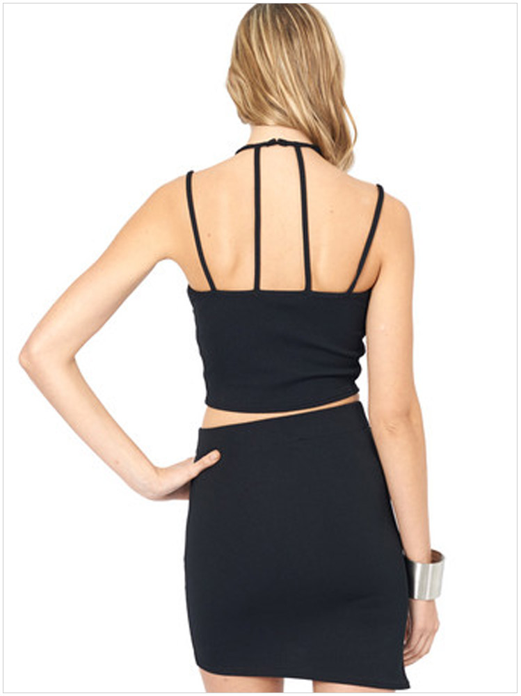 Summer Fashion Women Black sexy Backless Bra Sleeveless Camis Tank Casual brand Mesh Patchwork Short Crop tops