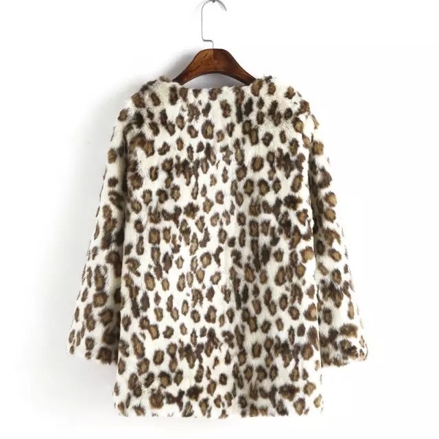 Winter New fashion Women O-neck Female Thick Warm Jacket Faux Fur Leopard print button long sleeve brand coats