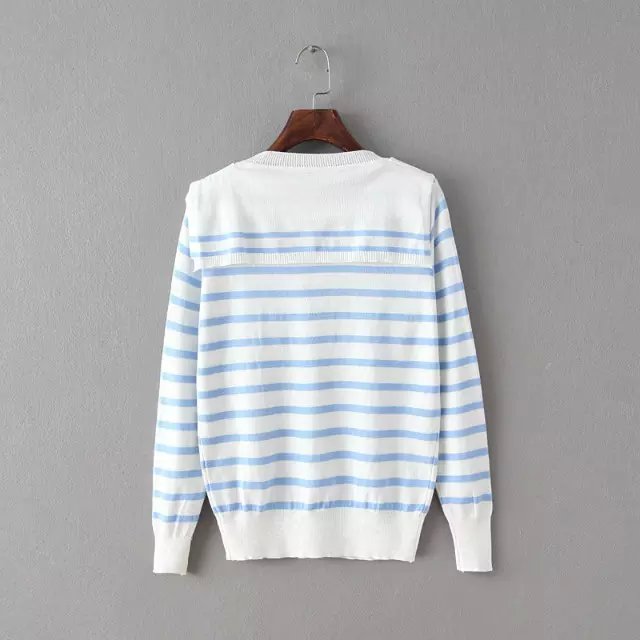 Winter women fashion striped School Style Sweaters pullovers Outerwear lady O-neck casual long sleeve Brand Tops