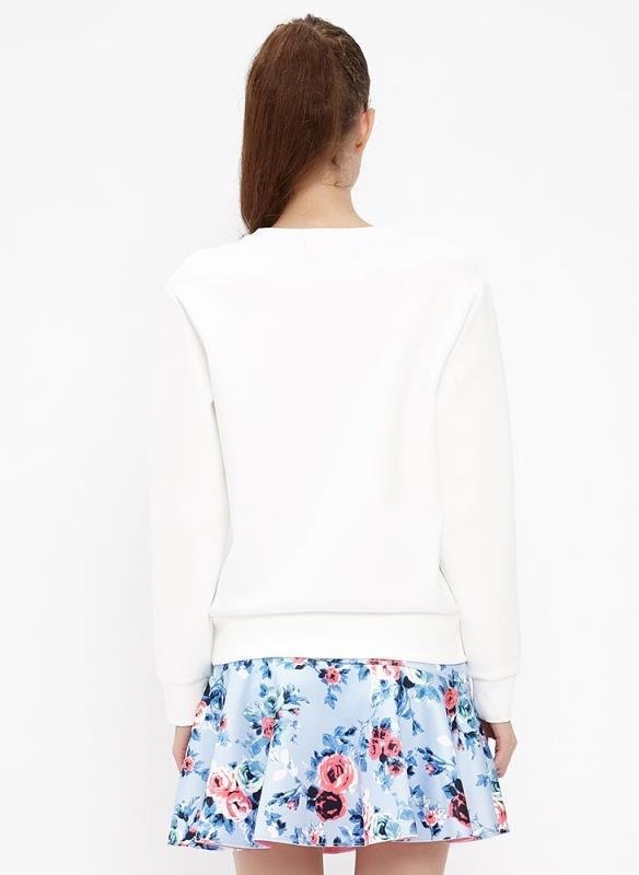 Women Autumn Fashion Floral Rose print white Pullover long sleeve O-neck Casual brand Moletom Feminino