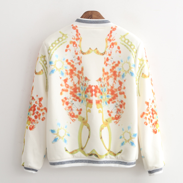Women baseball jacket Fashion Spring Floral Print Zipper pocket Casual Long sleeve sports brand chaquetas mujer