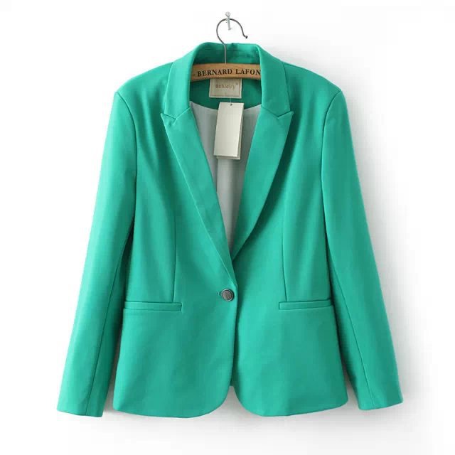 Women blazer jacket fashion long sleeve Green Office Lady Single Button suit Pocket feminino Female casual brand blaser