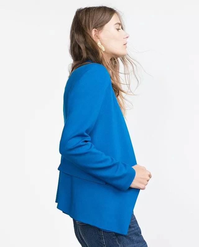Women Brand jackets Fashion Standing collar Zipper pocket Blazers long sleeve blue suit basic feminino womenswear female