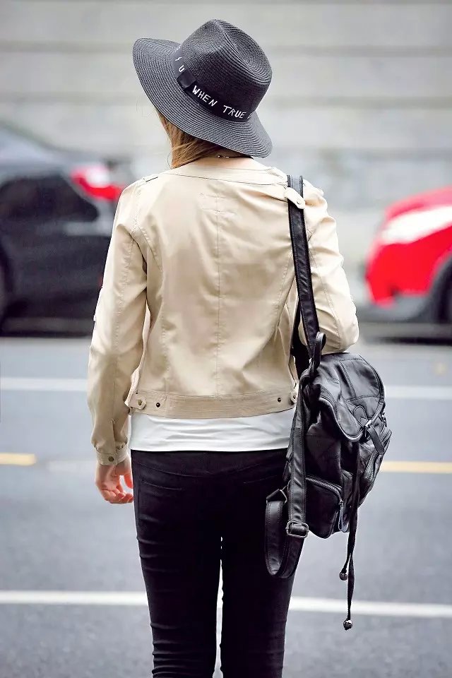 women Fashion elegant Rivet short Jacket vintage zipper pockets long sleeve casual slim brand top