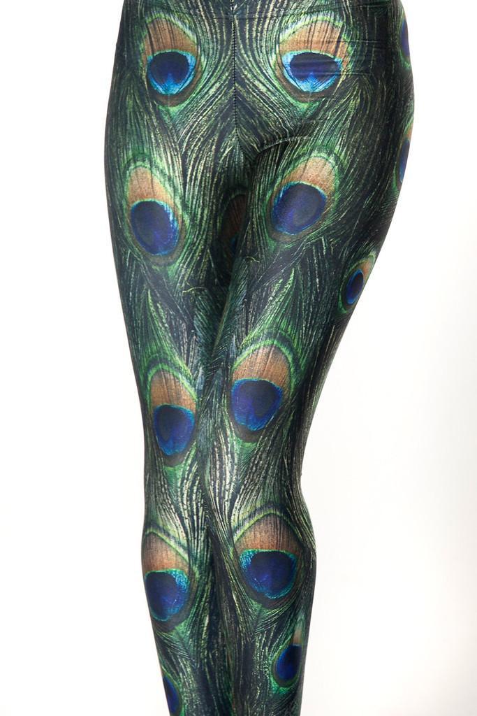 Women Sexy Leggings Fashion Autumn Peacock feathers Print Elastic Waist Stretch Plus Size Pants Trousers Brand Female