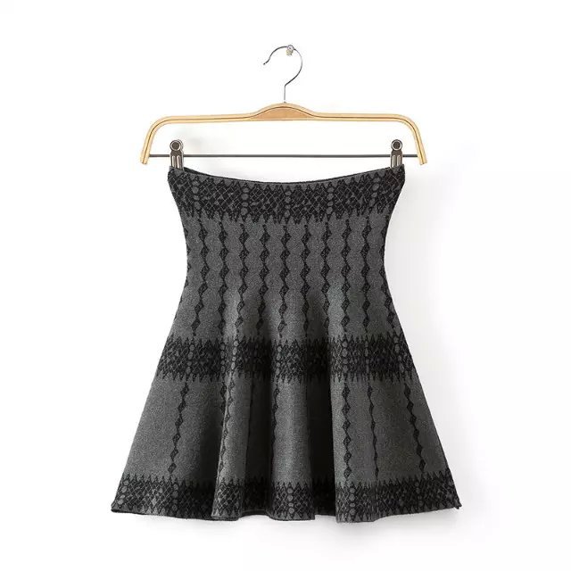 Women Skirts Fashion Korea Vintage Wave pattern Knitting Stretch retro female Office Lady Elastic high brand design skirt
