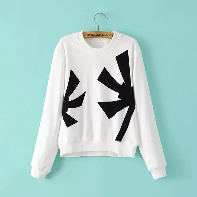 Women Sweatshirts Autumn Fashion flocking Floral pattern white Sport Pullover O neck long sleeve Casual brand feminino