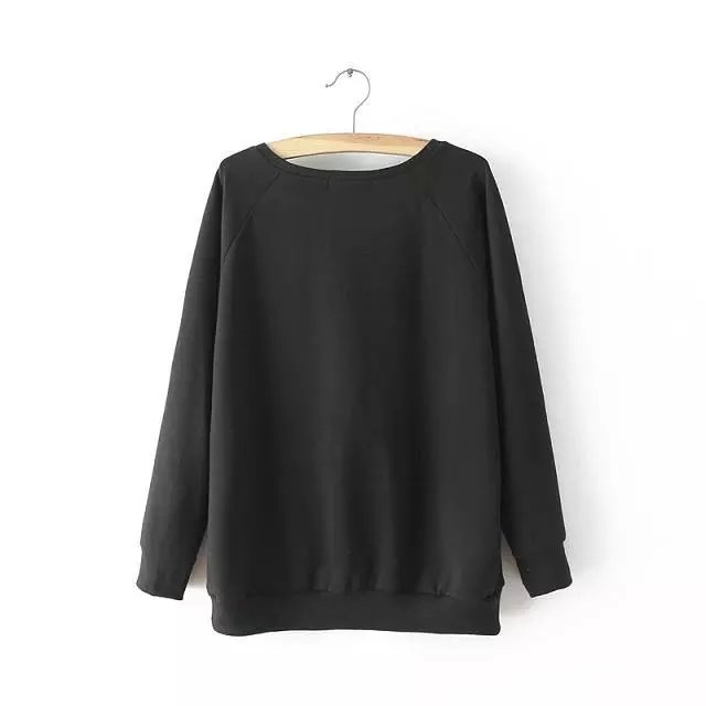 Women Sweatshirts Fashion black sunflower print Pullover Hoodies O-neck long sleeve Casual brand vogue
