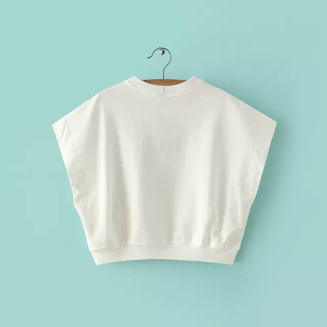 Women T-shirts Fashion cropped short tops Letter print White O-neck casual tops Bat shirt