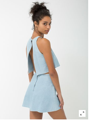 Women Two Piece Sets New Fashion blue Denim Tank + Skirt A-line O-Neck sexy backless Sleeveless casual Brand shirts