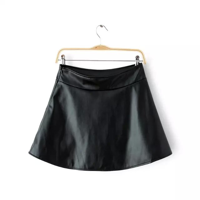 Women winter Fashion Black Faux Leather Zipper High waist pleated skirt shorts casual brand feminino femme
