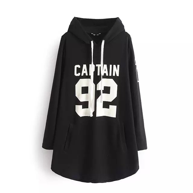 Women Winter Fashion Letter Number Hoodies print Hooded black sport long Pullover Long Sleeve pocket Casual brand tops