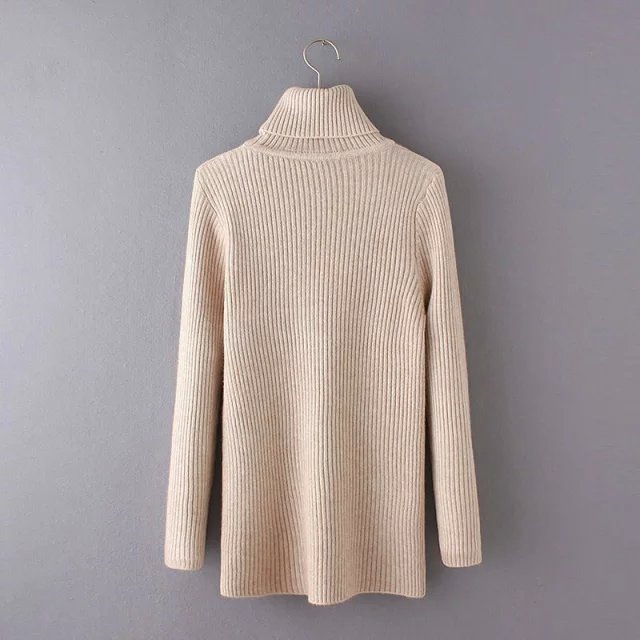 Women winter Knitted Sweaters American fashion Khaki pullovers Turtleneck casual fit long Sleeve Brand female black gray