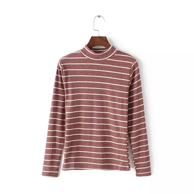 Women winter Knitted Sweaters American fashion striped pattern stretch cotton pullovers Turtleneck fit long Sleeve Brand
