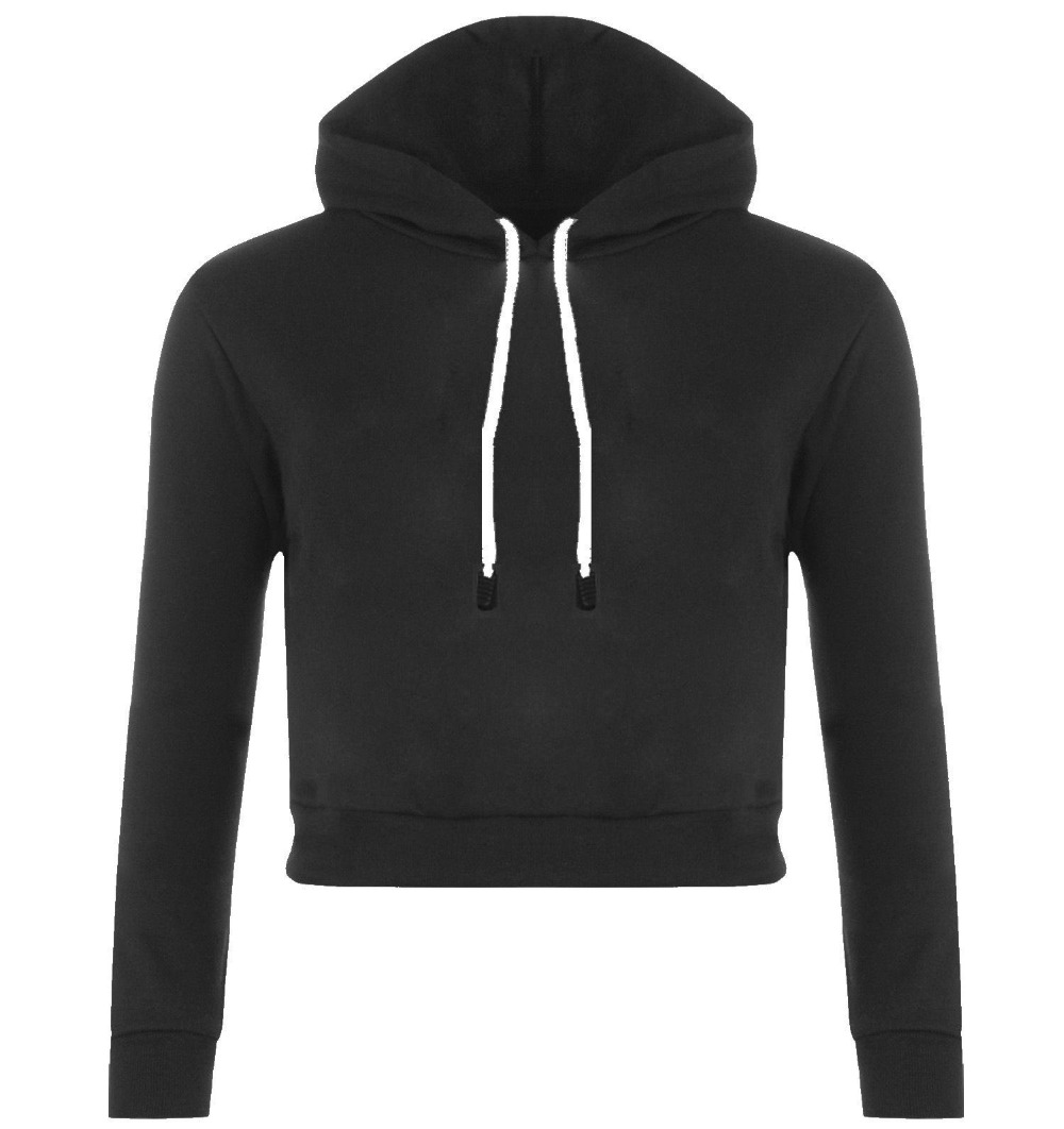 American Fashion women drawstring hooded Casual long Sleeve short sport Pullovers brand crop sweatshirt Hoodies plus size