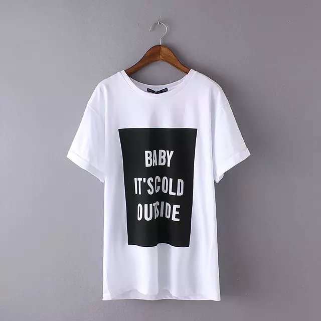 American Fashion Women letter print O-neck Short Sleeve white T-Shirts Casual Brand high street wear Tops