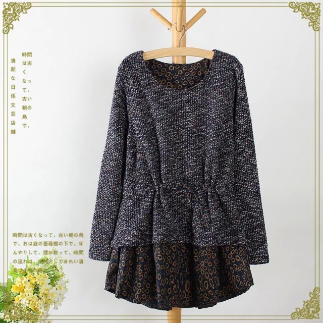 Autumn Fashion Women sweet Colored yarn knitted patchwork drawstring Pleated mini Dress long Sleeve O-neck Casual brand