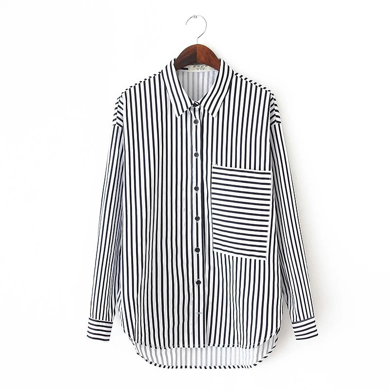 Blouse For Women Fashion European style Elegant vintage Shirts Striped print Formal Long Sleeve casual brand tops