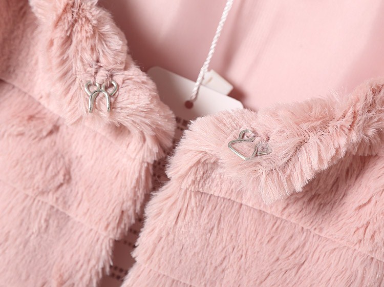 European fashion Women Winter elegant sweet pink O-neck Jacket Faux Fur long sleeve quality Casual brand thick warm coat