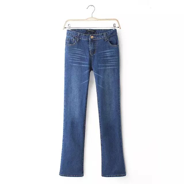 Fashion Autumn blue Denim Flare Jeans pants For Women trousers zipper pockets casual plus size Female