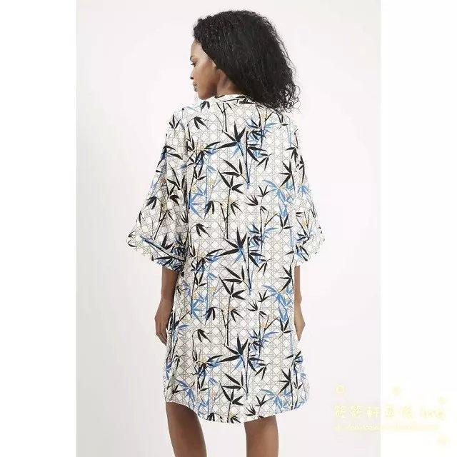 Fashion Ladies elegant Bamboo print long Kimono For Women Half Sleeve loose vintage casual brand tops