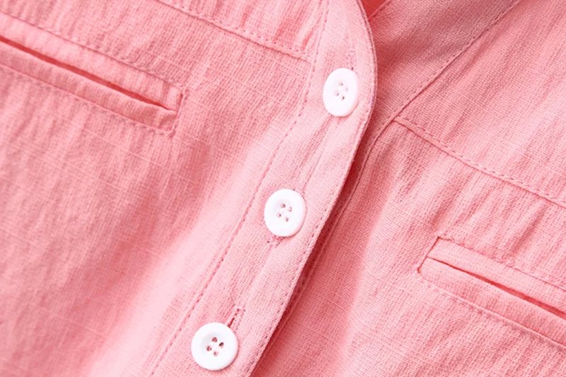 Fashion Office Lady pink Blouse for women Elegant Casual cotton shirts V-neck button pocket long sleeve brand quality Tops