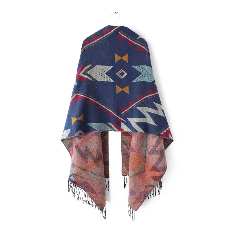 Fashion Scarf For Women Winter Acrylic Geometric Pattern Tassel Thicken Warm Soft Oversized Shawls wrap