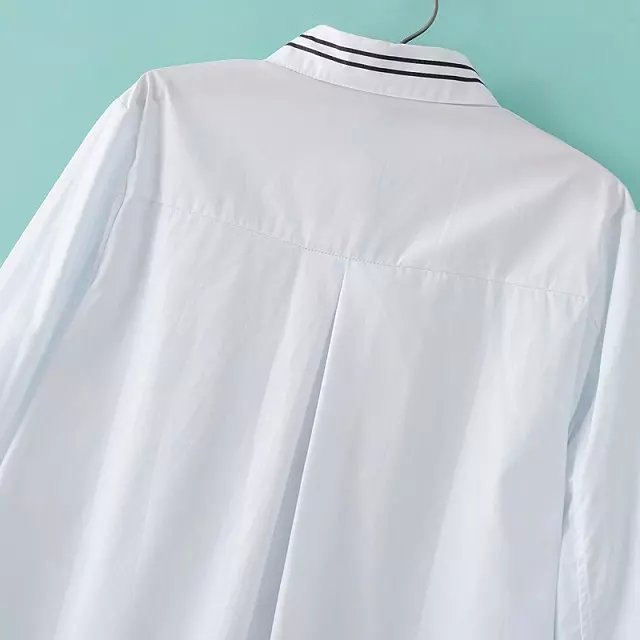 Fashion spring Women Casual white Cat print long Shirt Dress Long Sleeve Turn-down collar button casual brand female