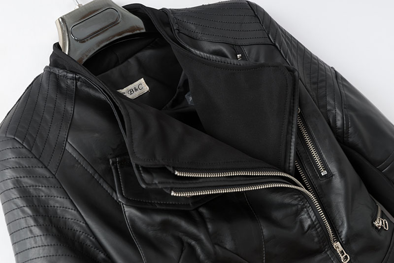 Fashion Winter Women punk black Faux leather patchwork turn-down collar jacket double Zipper casual Brand female plus size