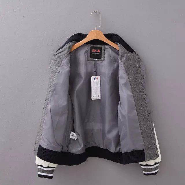 Fashion Women baseball Jacket gray Letter Embroidery Zipper Pocket Casual Long sleeve sports brand plus size mujer
