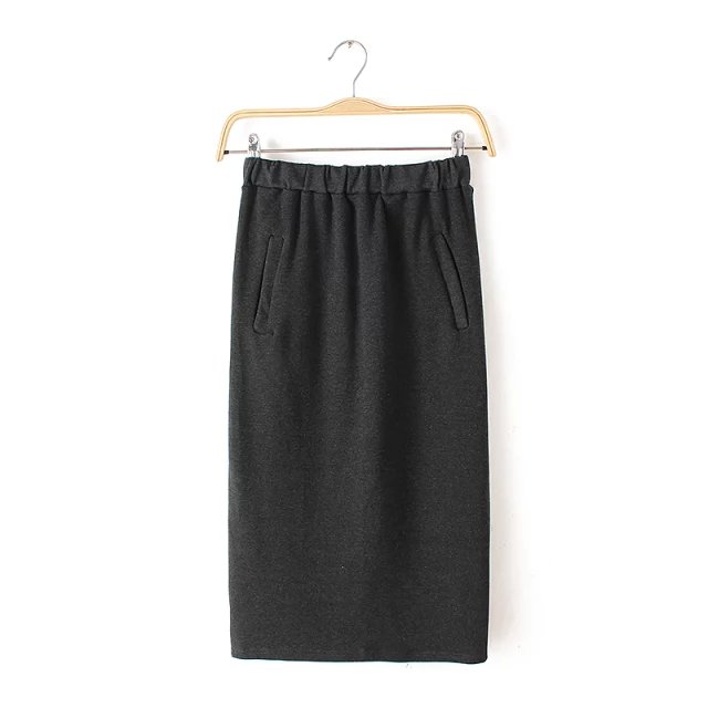 fashion women Brown business suit stretch skirts High waist Pocket sexy skirts elegant