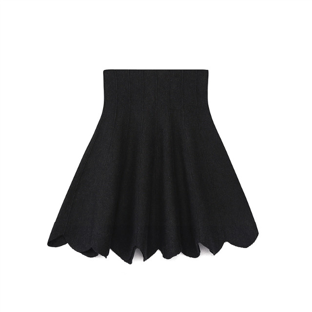 Fashion women elegant brown Ruffles Pleated Sexy Mini knitted Skirt stretch high wasit classic casual brand