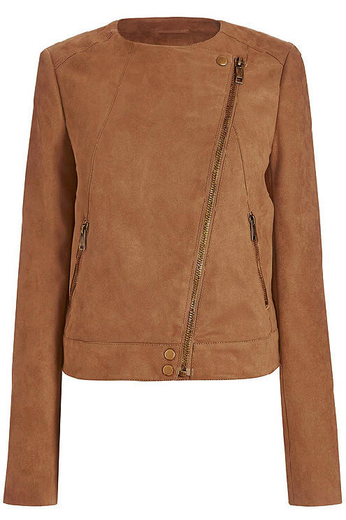 Fashion Women Elegant khaki Suede Leather Jacket Zipper Coats Outerwear Casual long sleeve Plus Size brand designer Tops