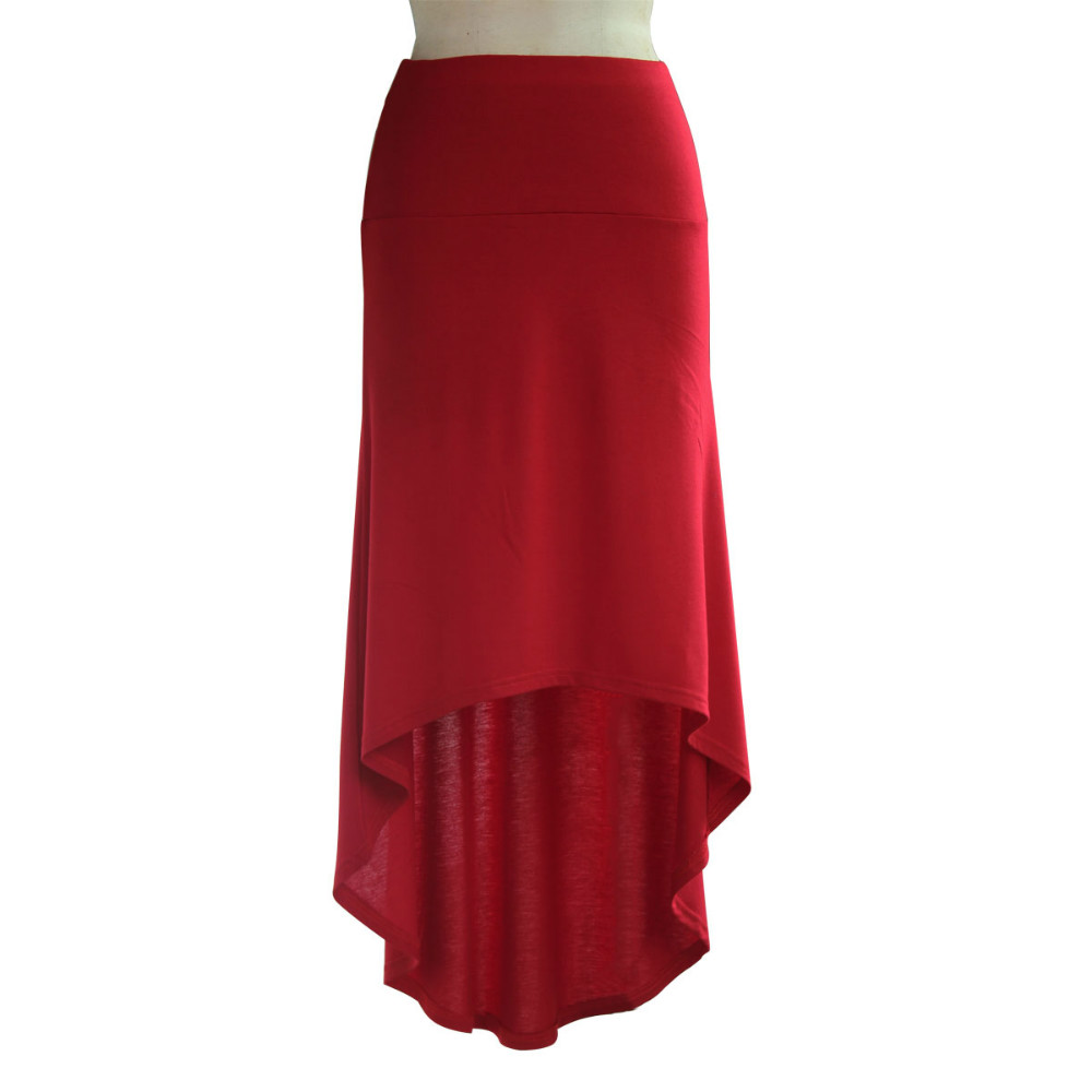 Fashion Women Elegant red Mid-Calf Irregular stretch Elastic waist Skirts office lady hot casual fit brand plus size