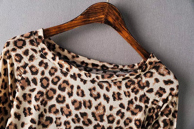Fashion Women elegant sexy leopard print blouses vintage O-neck long sleeve Sexy street wear shirts casual brand tops