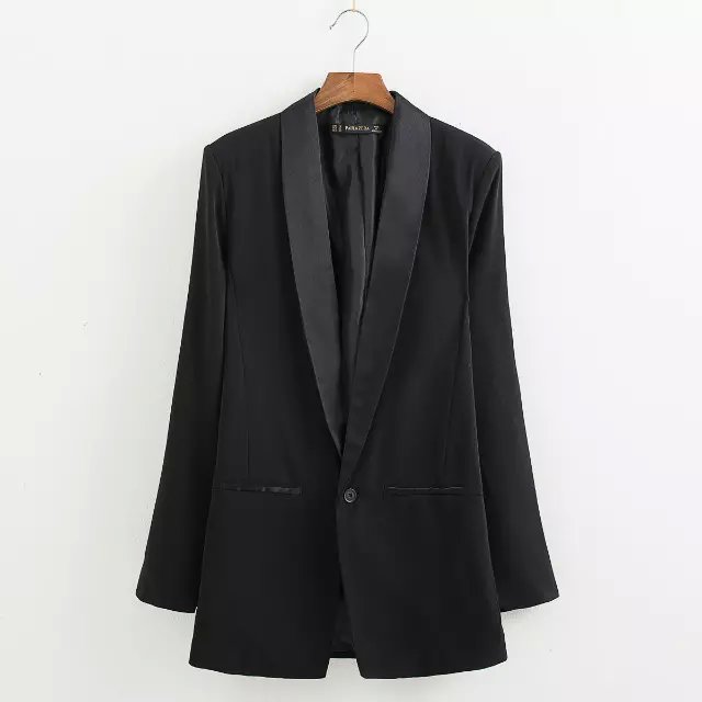 fashion women elegant Split sleeve office black button pocket blazer work feminino Female jacket suit casual brand