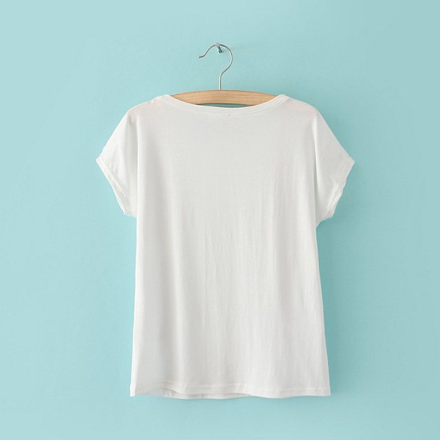 Fashion women elegant white Straps print short T-shirt Casual short sleeve O-neck fit streetwear brand shirt