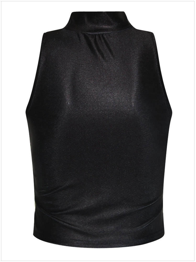Fashion Women Punk Style print Turtleneck sleeveless casual cozy stretch brand designer Tank Crop tops