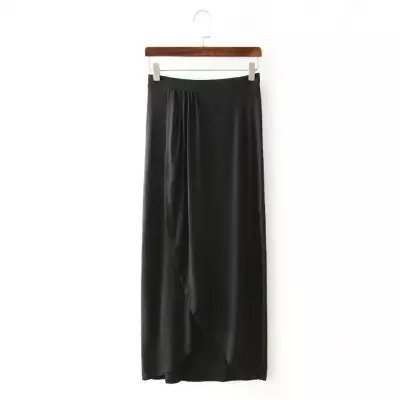 Fashion Women sexy Black elastic waist Stretch Side Open Ankle-Length Skirt office lady casual brand Quality female