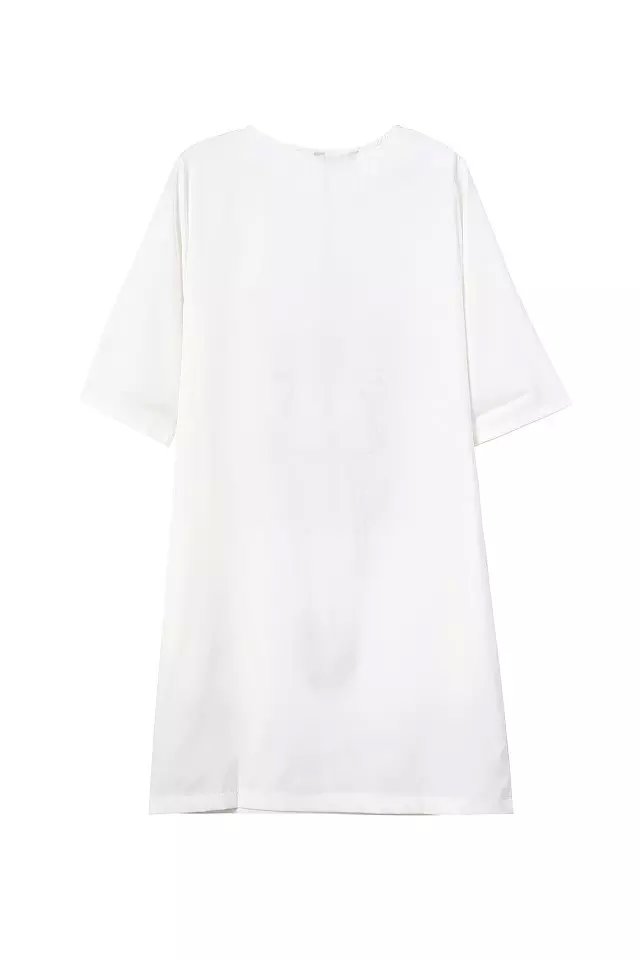 Fashion Women Shirts Dress Cute Bow short Sleeve O-neck White casual loose vestidos brand