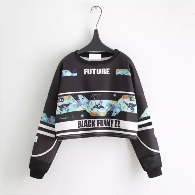 Female short Sweatshirts Fashion Letter number personality Pattern Pullover sport Autumn long sleeve brand women vogue