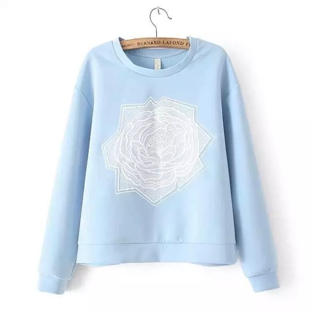 Female Sweatshirts Spring Fashion Embroidery rose O Neck Pink Pullover sport Autumn long sleeve brand women vogue