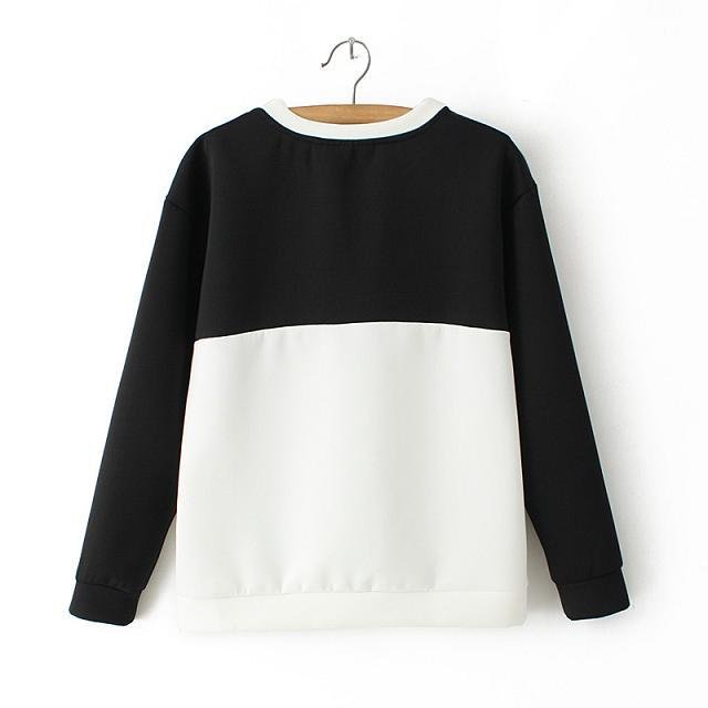 Spring Fashion Women Sweatshirts cotton Polar bear print patchwork Pullover long sleeve Casual streetwear hoodies brand