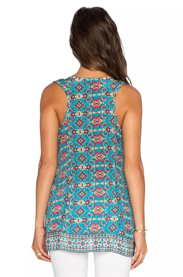 Summer Fashion Women Geometric O-neck Sleeveless Casual brand designer Short Tank Long tops