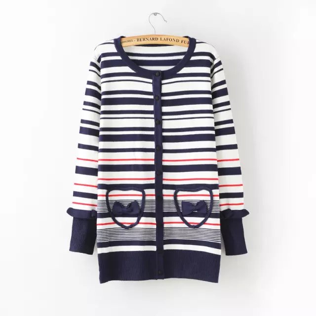 Winter Fashion Women Elegant Knitted Bow Striped Cardigan long Sleeve O-neck Button Ruffle Casual Outwear Sweaters