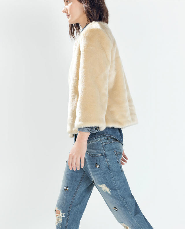 Winter women European fashion elegant khaki Fur short coat long sleeve Buttons Thick Warm O-neck outwear casual brand