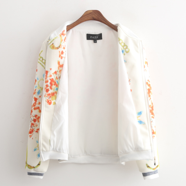 Women baseball jacket Fashion Spring Floral Print Zipper pocket Casual Long sleeve sports brand chaquetas mujer