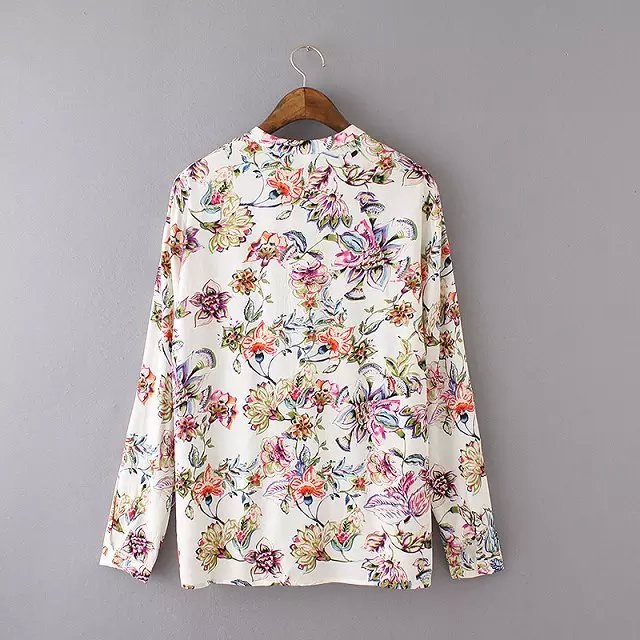 Women blouses New Fashion American style Vintage Floral print V Neck Long Sleeve Shirts blusas camisa Casual Tops
